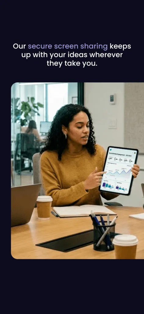 Open the app, connect to the Mersive display, and share.