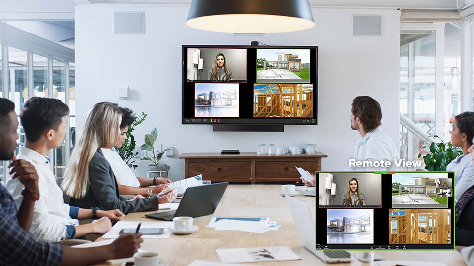 People in meeting room using Video Conference